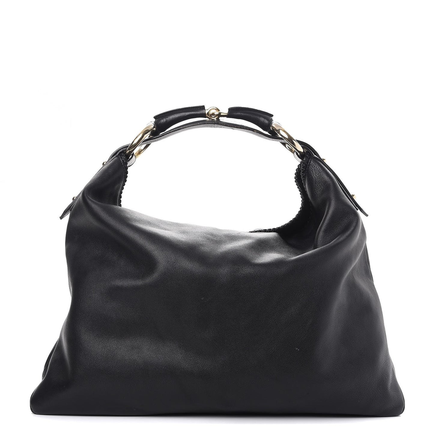 Calfskin Large Horsebit Chain Hobo Black