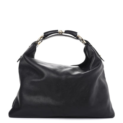 Gucci Calfskin Large Horsebit Chain Hobo Black 1 of 8