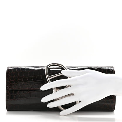 Hermes Shiny Niloticus Crocodile Egee Clutch Havane 2 of 11