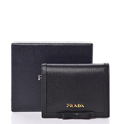 Prada Vitello Move Bow Compact Wallet Black 7 of 7