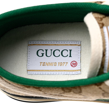 Gucci GG Monogram Web Womens 1977 Tennis Sneakers 38 Beige Ebony Mystic White 6 of 8