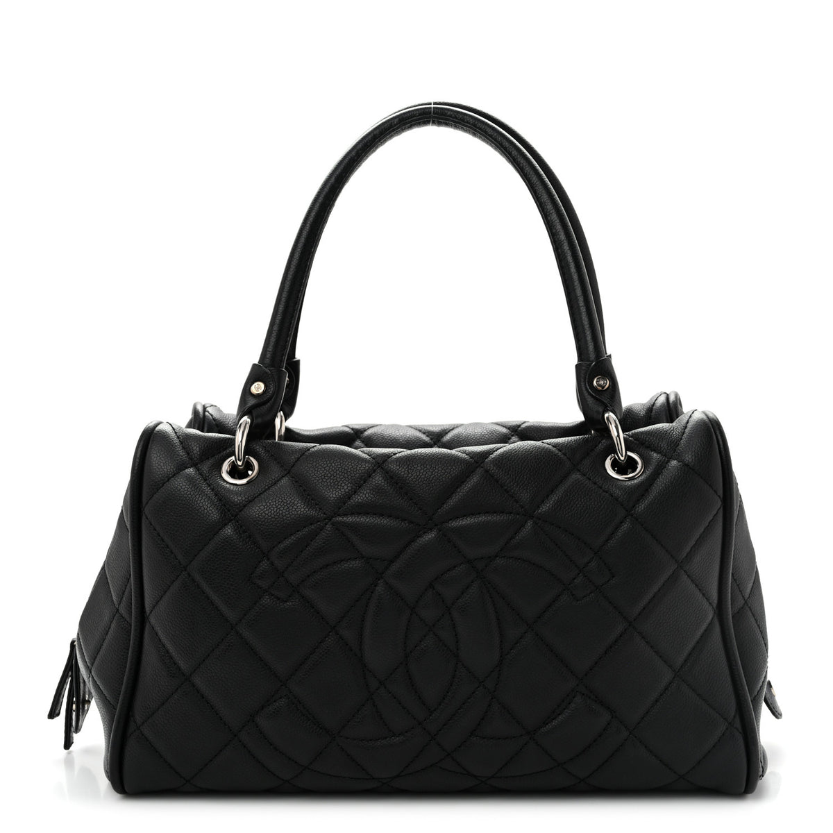Caviar Quilted Timeless Bowler Black
