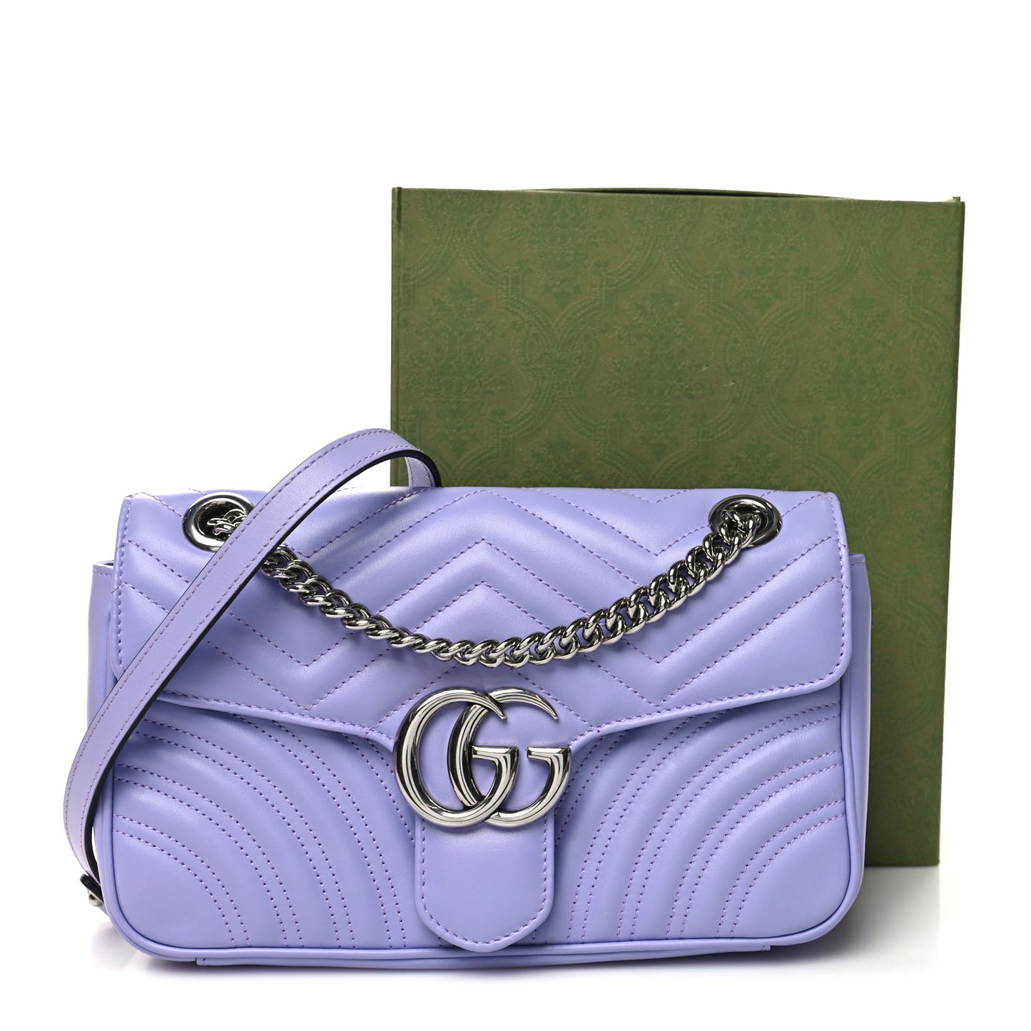 Calfskin Matelasse Small GG Marmont Shoulder Bag Lapis