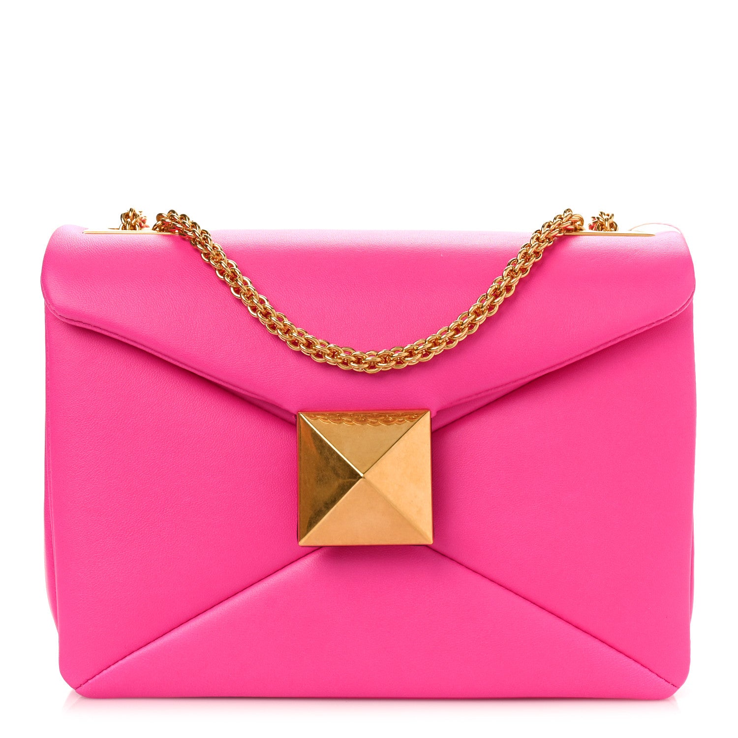 Valentino Garavani Nappa One Stud Chain Clutch Pink PP 1 of 8