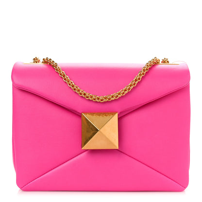 Valentino Garavani Nappa One Stud Chain Clutch Pink PP 1 of 8
