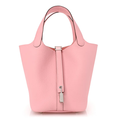 Hermes Taurillon Clemence Picotin Lock 18 PM Rose Sakura 1 of 10