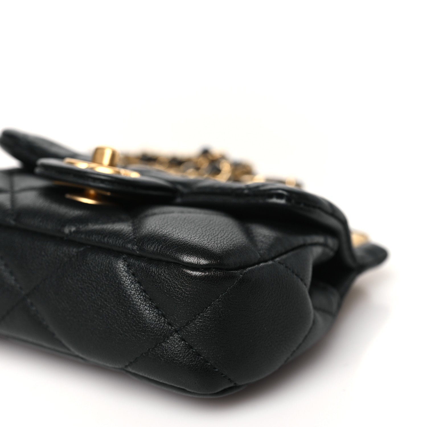 Chanel Calfskin Quilted Lady Handle Clutch With Chain Black 10 of 10