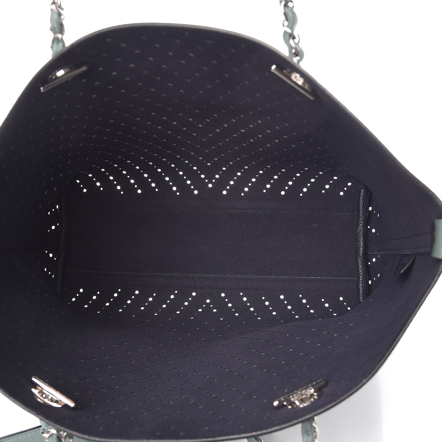 Chanel Perforated Grained Calfskin Large Shopping Tote Green 7 of 10