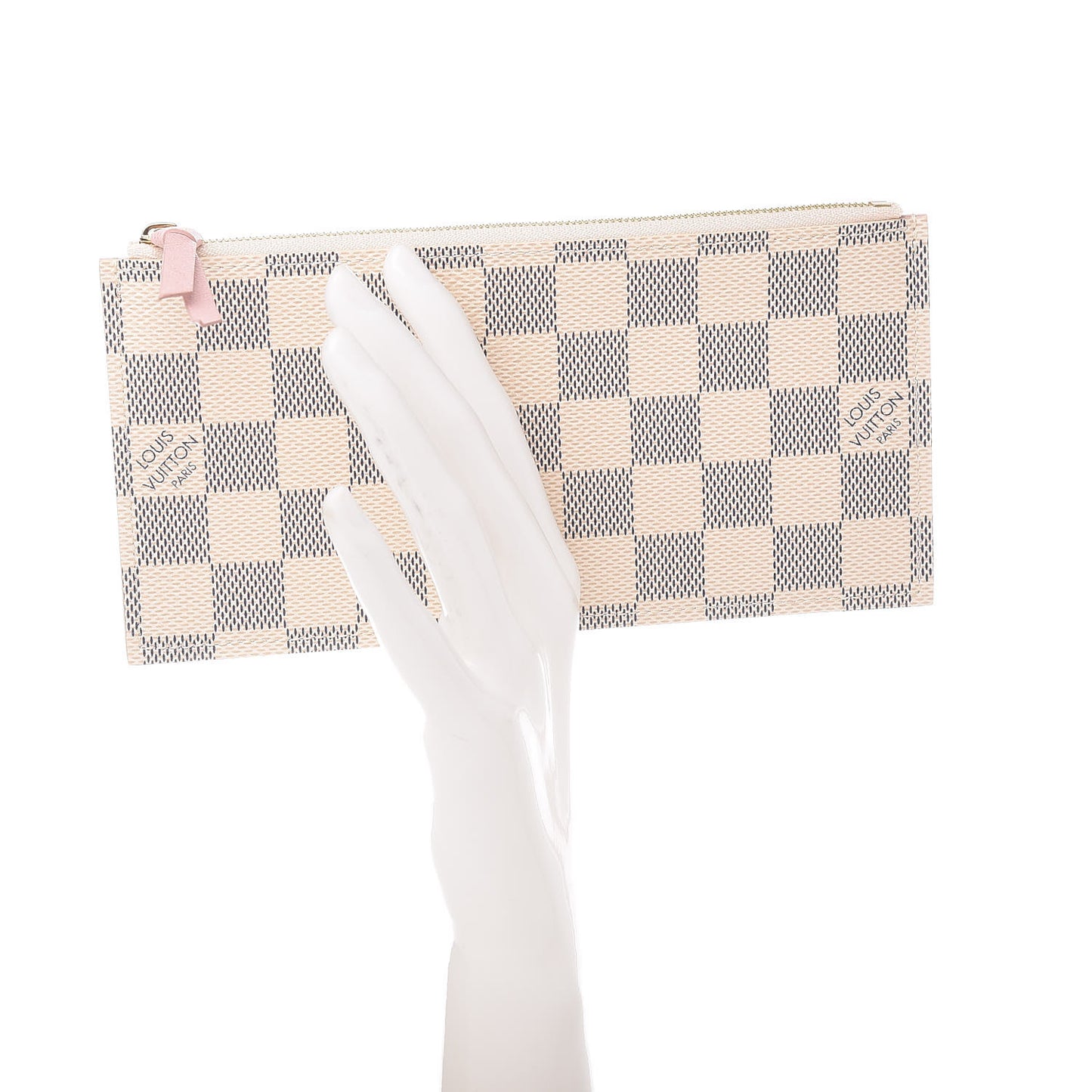 Damier Azur Felicie Chain Wallet Zippered Insert Rose Ballerine