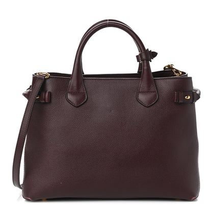 Burberry Grainy Calfskin House Check Medium Banner Tote Mahogany Red 1 of 12