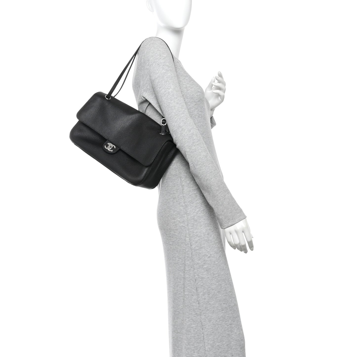 Grained Calfskin Small Souplissimo Maxi Flap Black