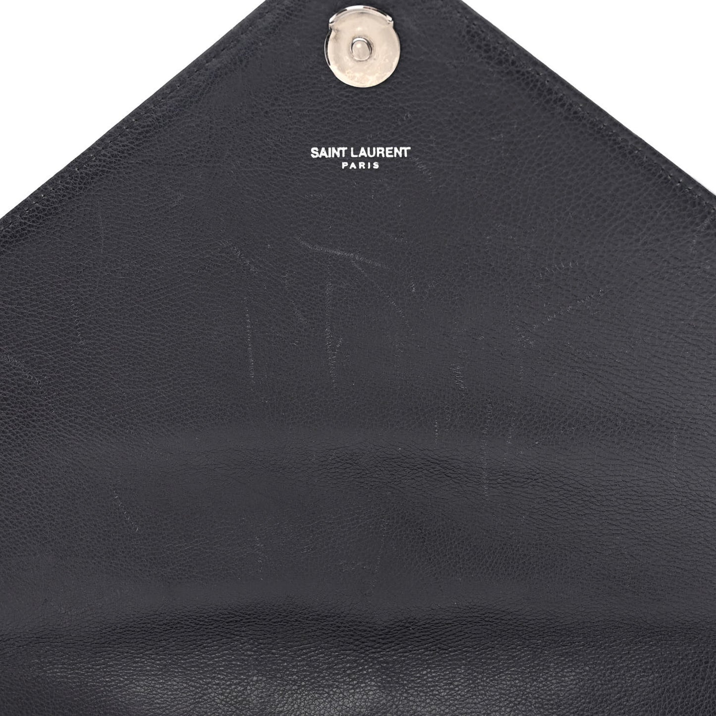 SAINT LAURENT Calfskin Mixed Matelasse Triquilt Large Monogram Envelope Satchel Deep Marine