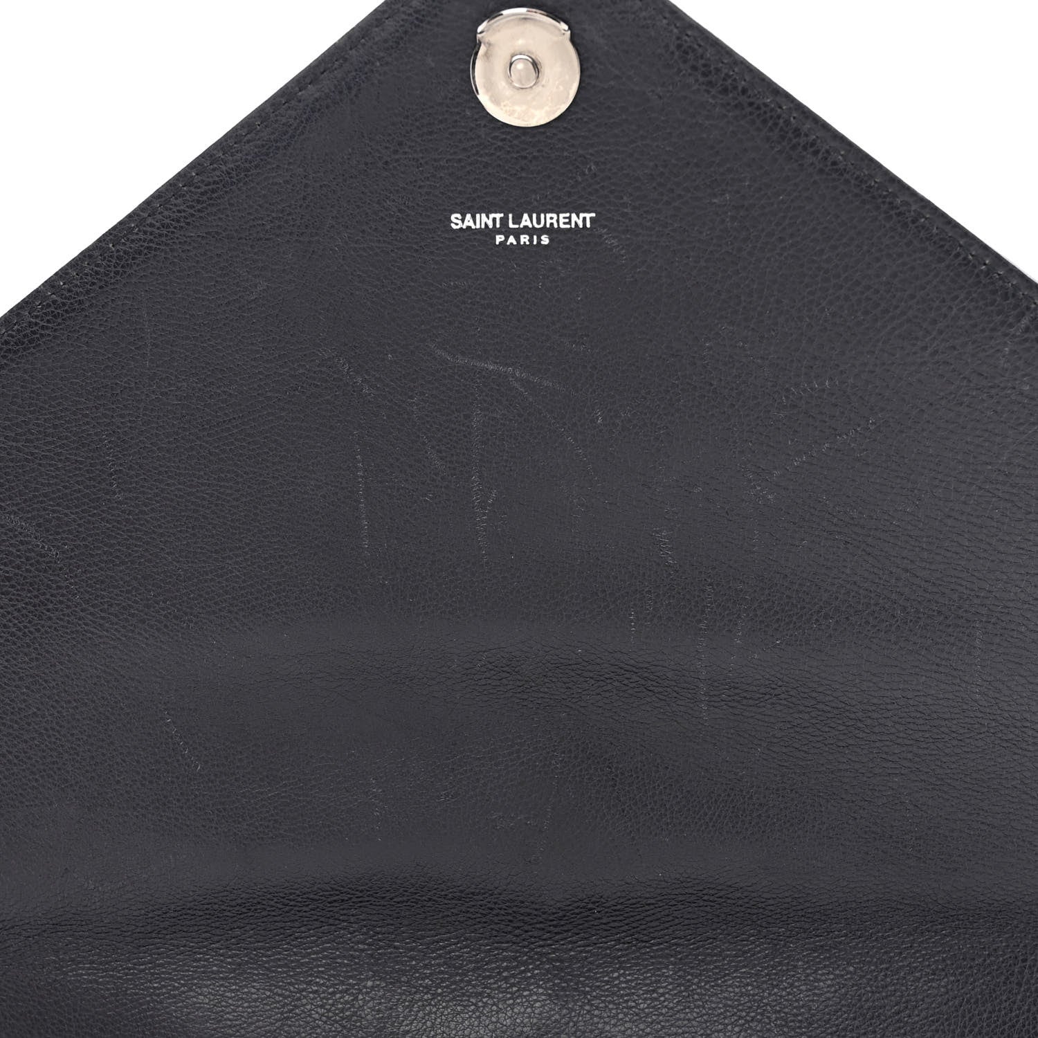 Saint Laurent SAINT LAURENT Calfskin Mixed Matelasse Triquilt Large Monogram Envelope Satchel Deep Marine 14 of 19