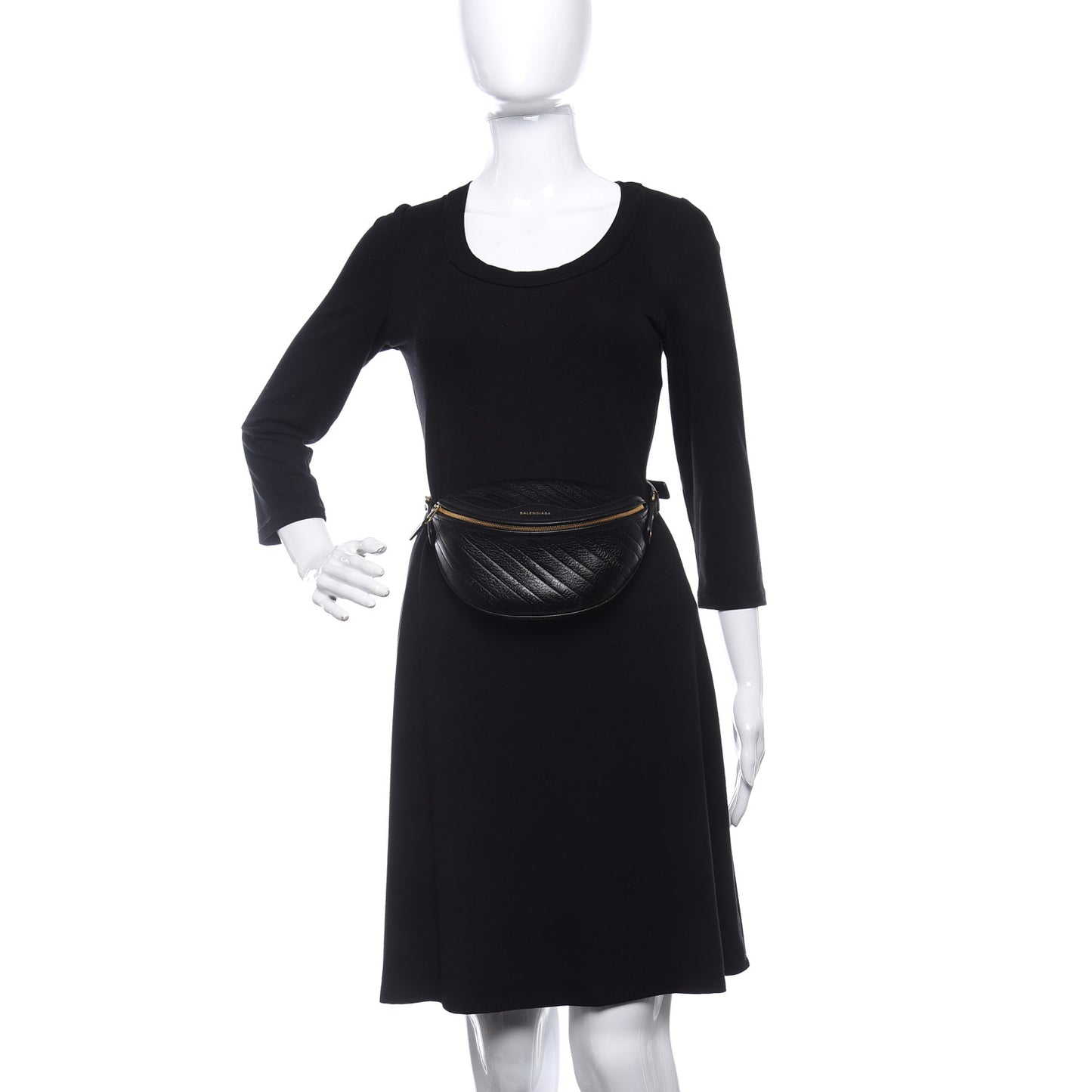 Shiny Goatskin Allover Logo Embossed XXS Souvenir Belt Bag Black