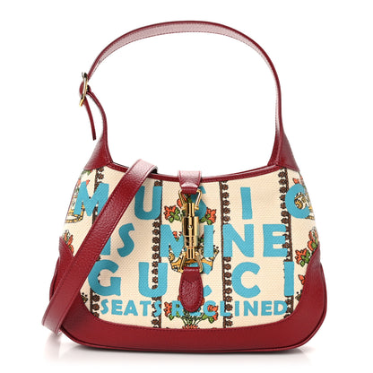 Gucci Canvas Calfskin 100 Centennial Music Small Jackie 1961 Hobo Ivory Red 1 of 9
