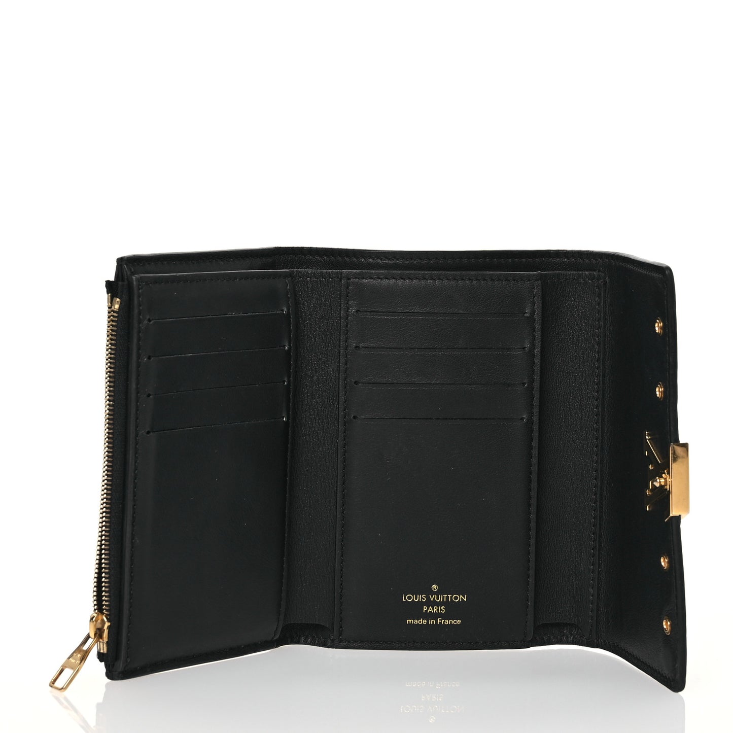 Taurillon Capucines Studded Compact Wallet Black