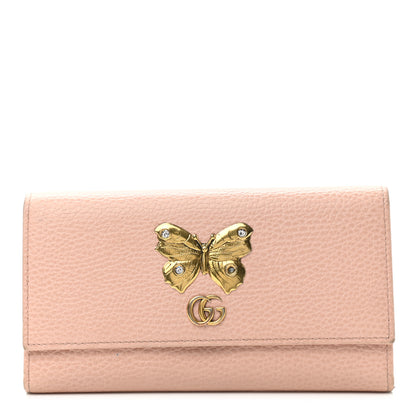 Gucci Pebbled Calfskin Butterfly Continental Wallet Perfect Pink 1 of 13