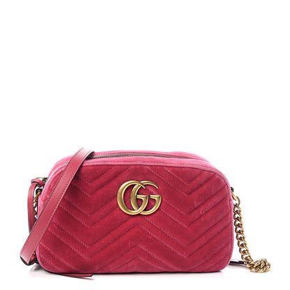 Gucci Velvet Matelasse Small GG Marmont Chain Shoulder Bag Light Raspberry Rose 1 of 11