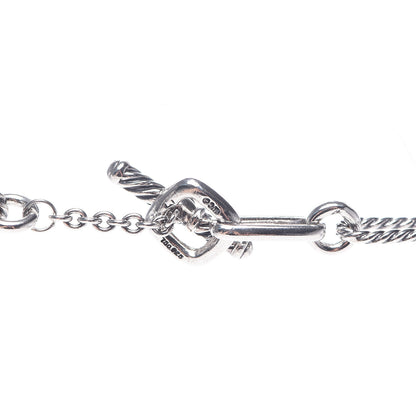 David Yurman Sterling Silver 18K Yellow Gold Diamond Garnet 14mm Albion Figaro Chain Pendant Necklace 5 of 5
