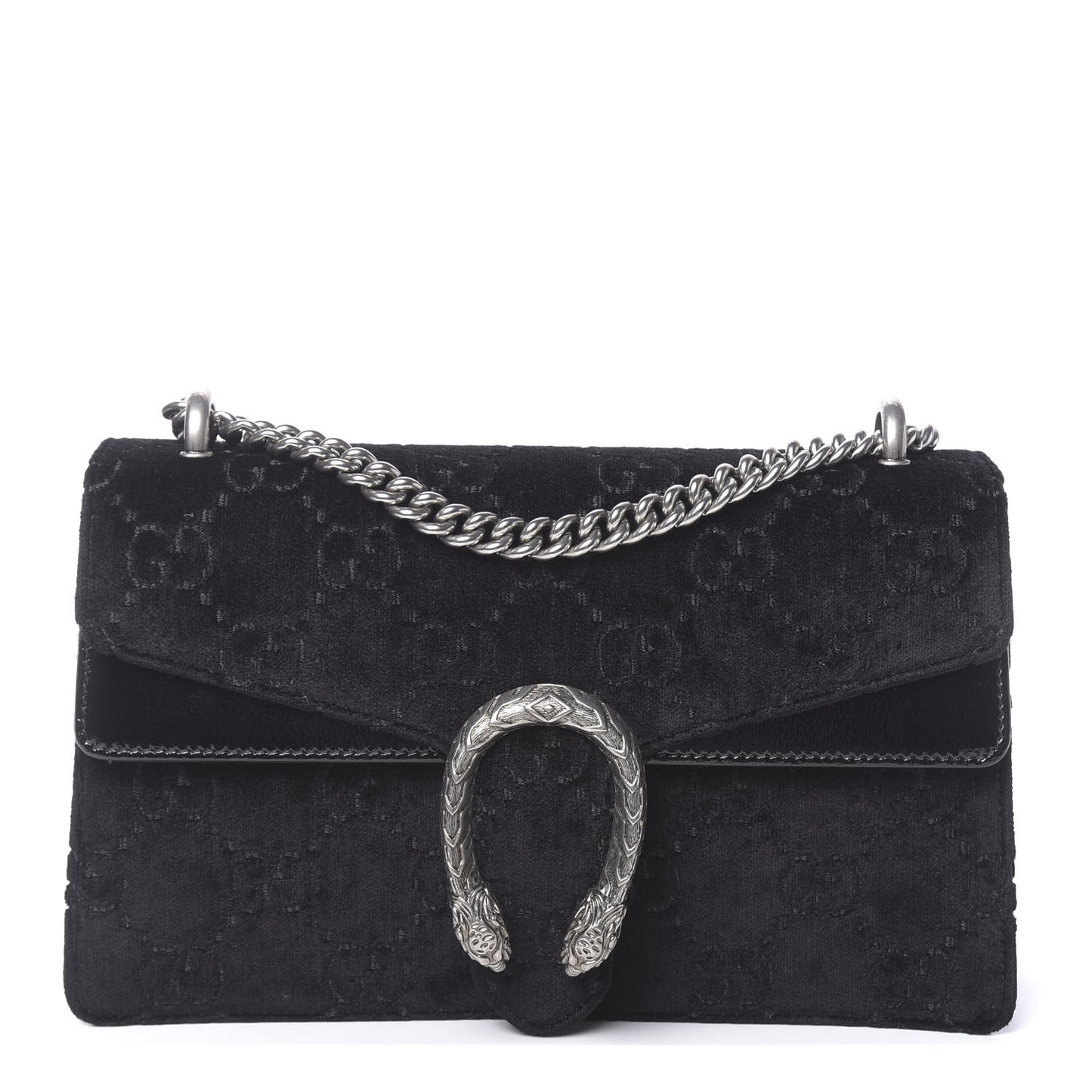 Velvet GG Monogram Small Dionysus Shoulder Bag Black