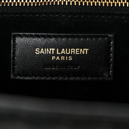 Saint Laurent Shiny Calfskin Crocodile Embossed Claude Tote Black 7 of 12