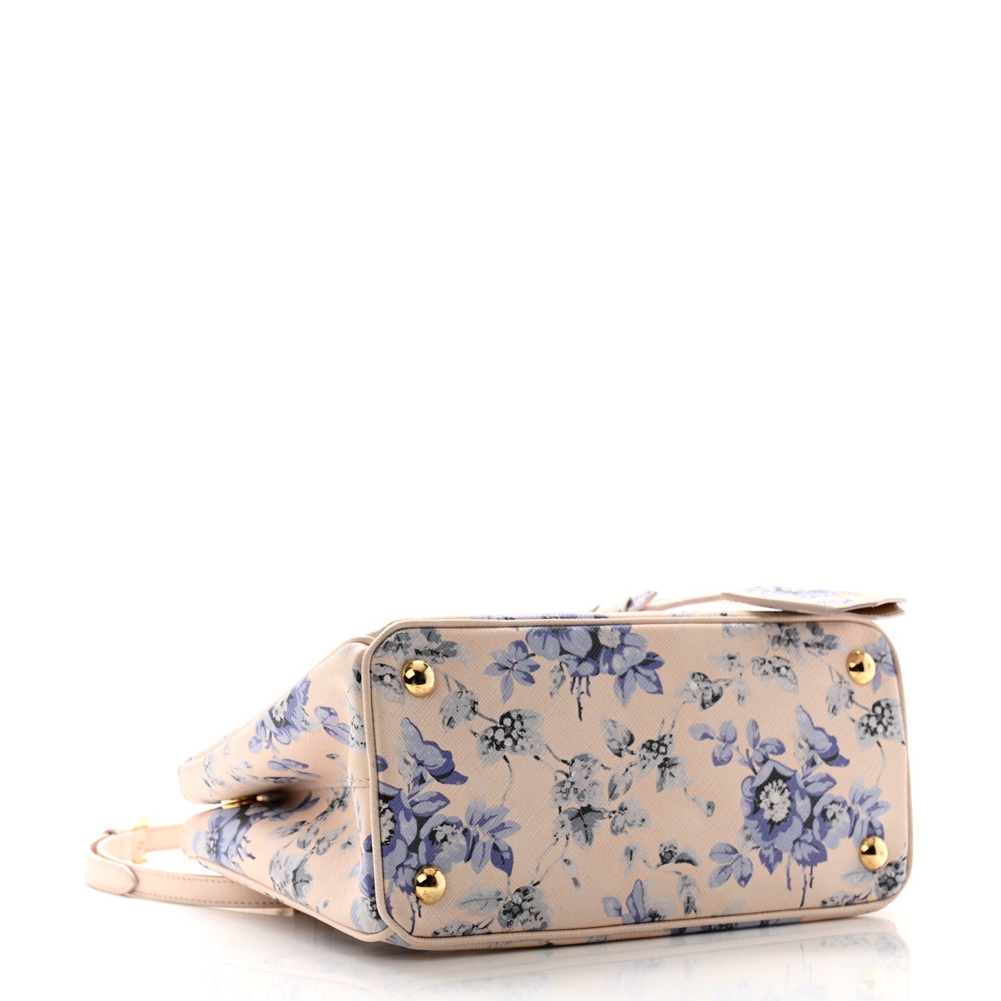 Saffiano Lux Floral Print Small Galleria Double Zip Tote Periwinkle Blue
