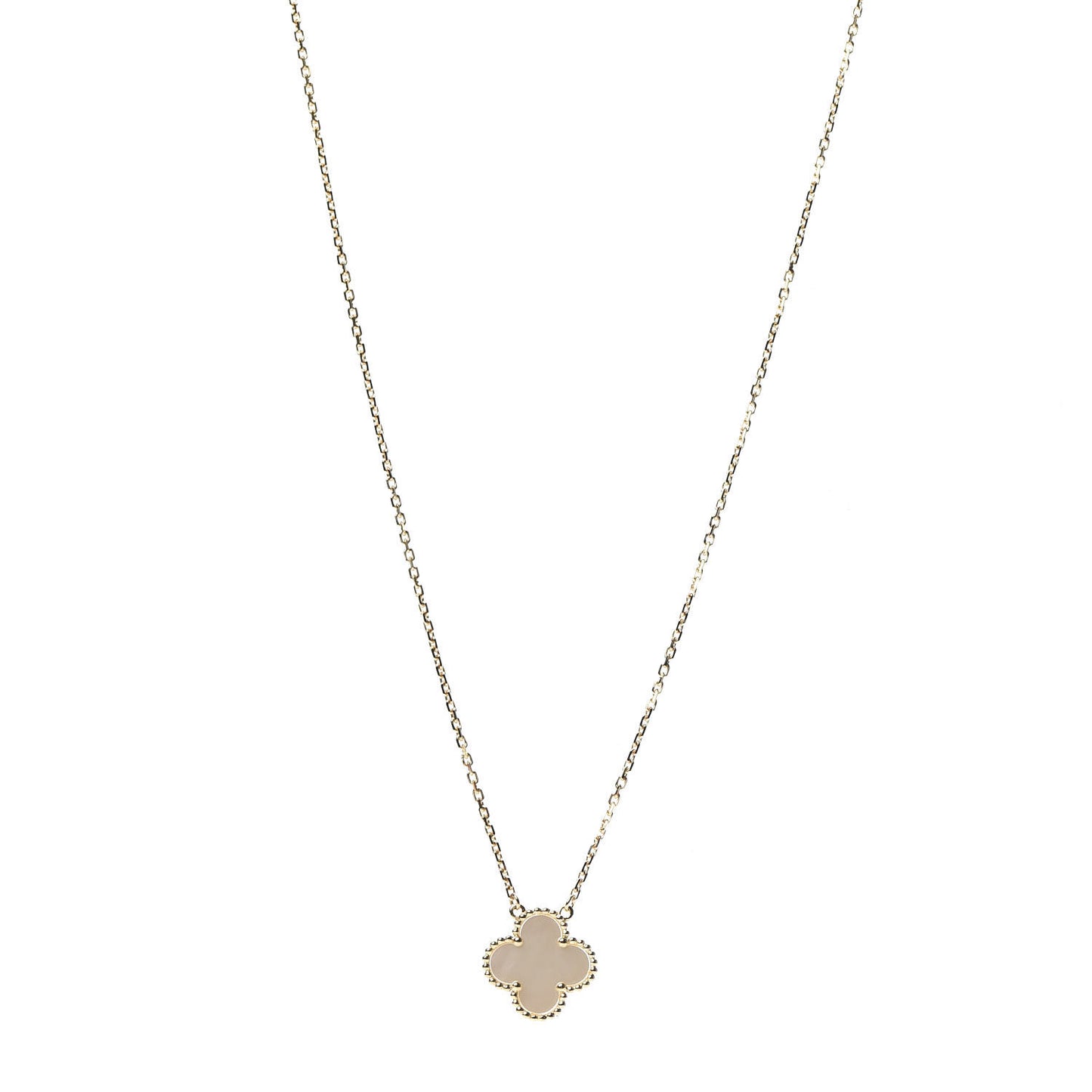 18K Yellow Gold Mother of Pearl Vintage Alhambra Pendant Necklace