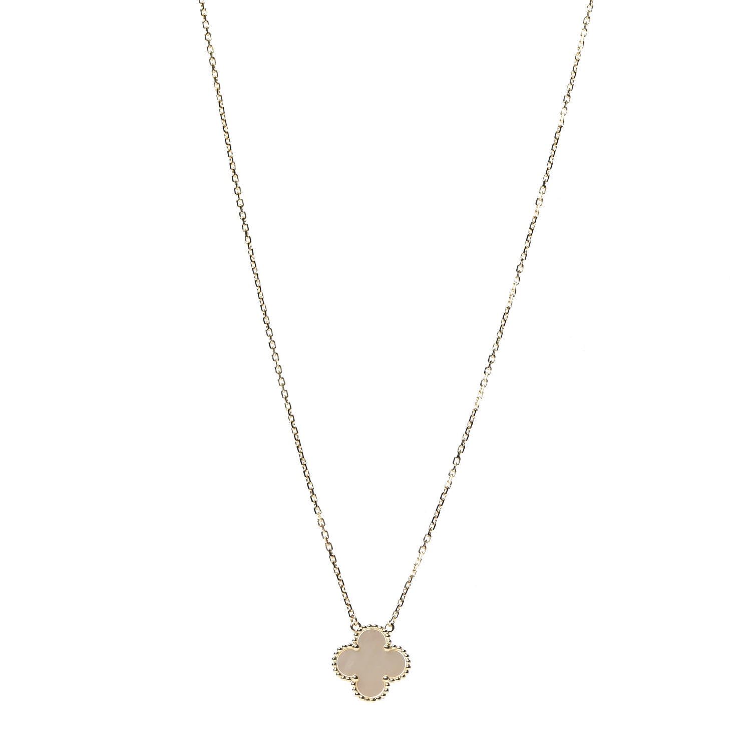 Van Cleef & Arpels 18K Yellow Gold Mother of Pearl Vintage Alhambra Pendant Necklace 1 of 7