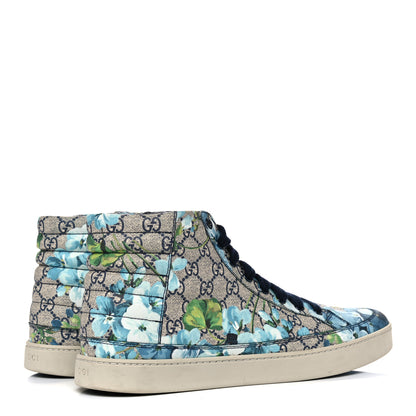 Gucci GG Supreme Monogram Blooms Mens High Top Sneakers 12 Beige Blue 4 of 14