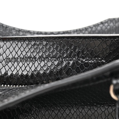 Balenciaga Grained Calfskin Snake Effect Silver Hardware Neo Classic Mini City Black 7 of 10