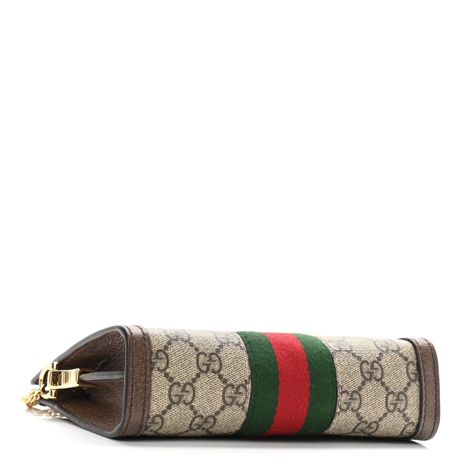 Gucci GG Supreme Monogram Textured Dollar Calfskin Web Mini Ophidia Chain Shoulder Bag Beige Ebony New Acero 3 of 11