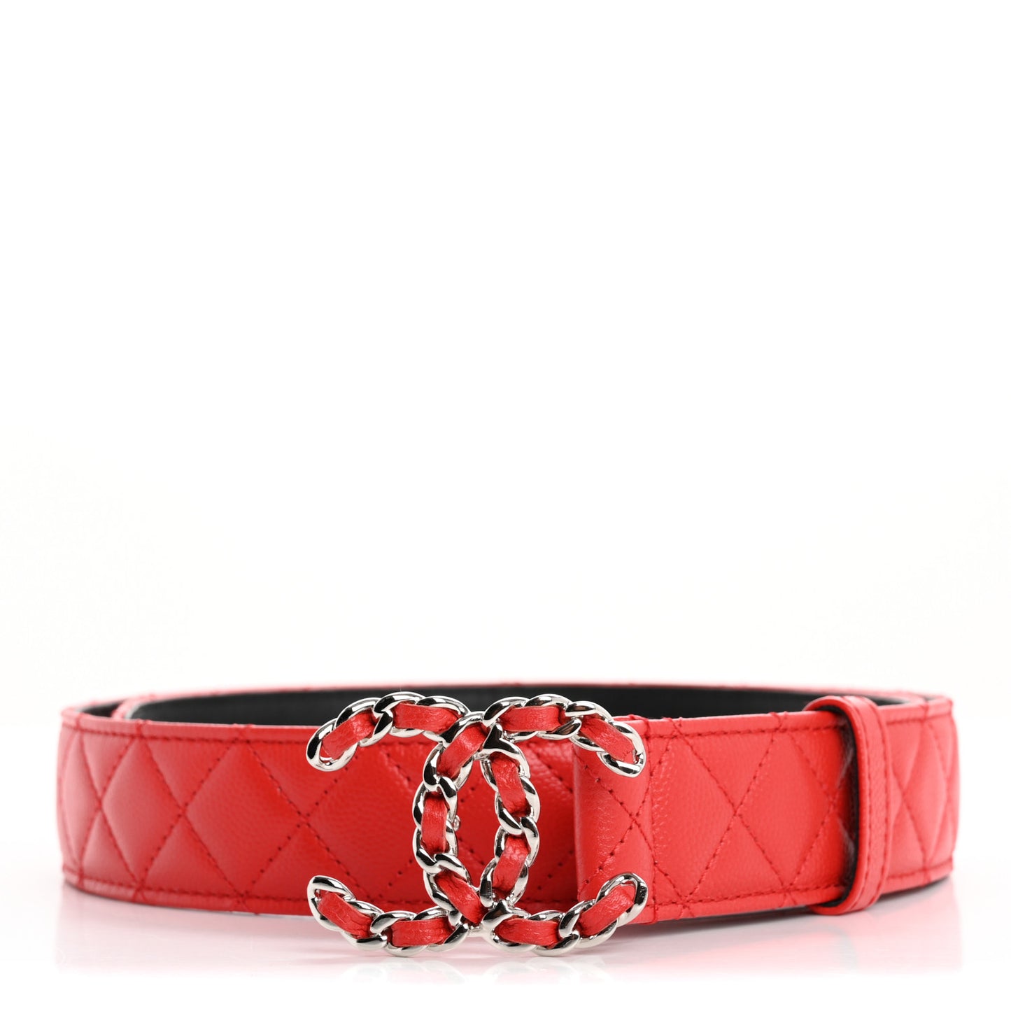 Caviar Quilted CC Chain Belt 90 36 Red
