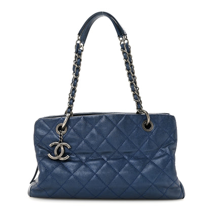 Chanel Iridescent Caviar Quilted Small Chic Tote  Dark Blue 1 of 14