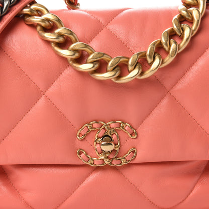 Chanel Goatskin Quilted Large Chanel 19 Flap Coral 10 of 10