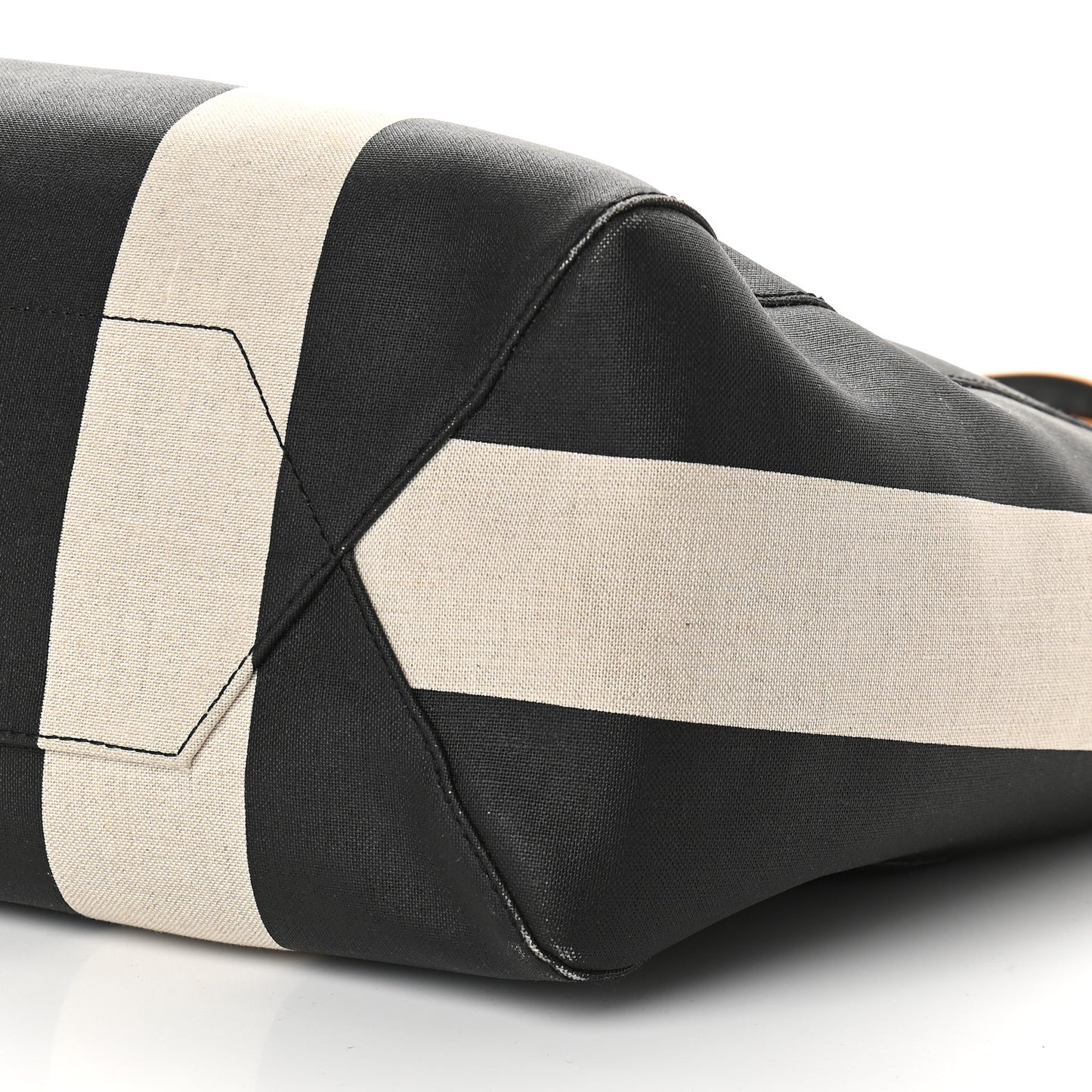 Canvas Stripe Ilse East West Shopper Tote Black White