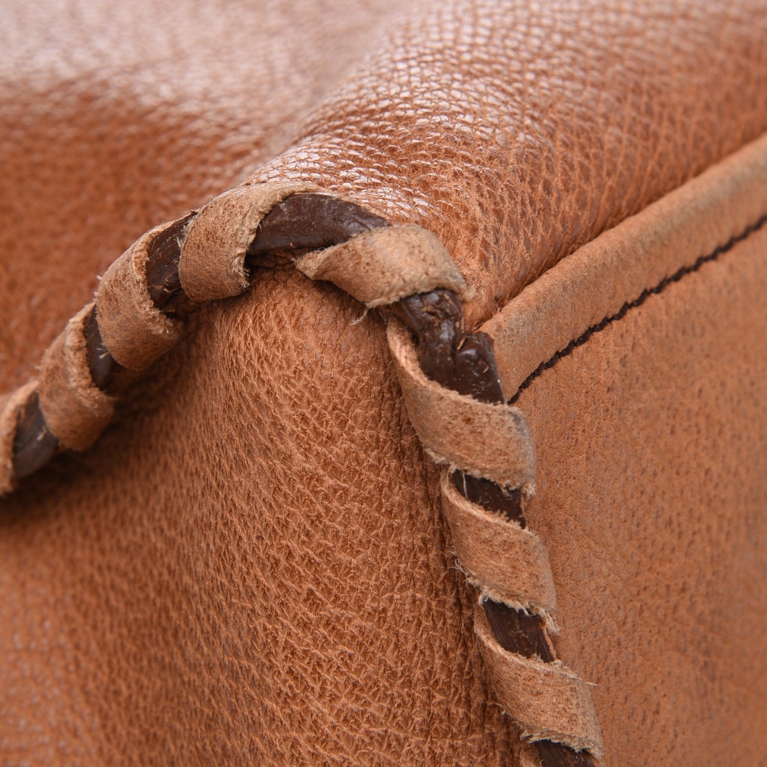 Prada Goatskin Whipstitch Tote Brown 9 of 10