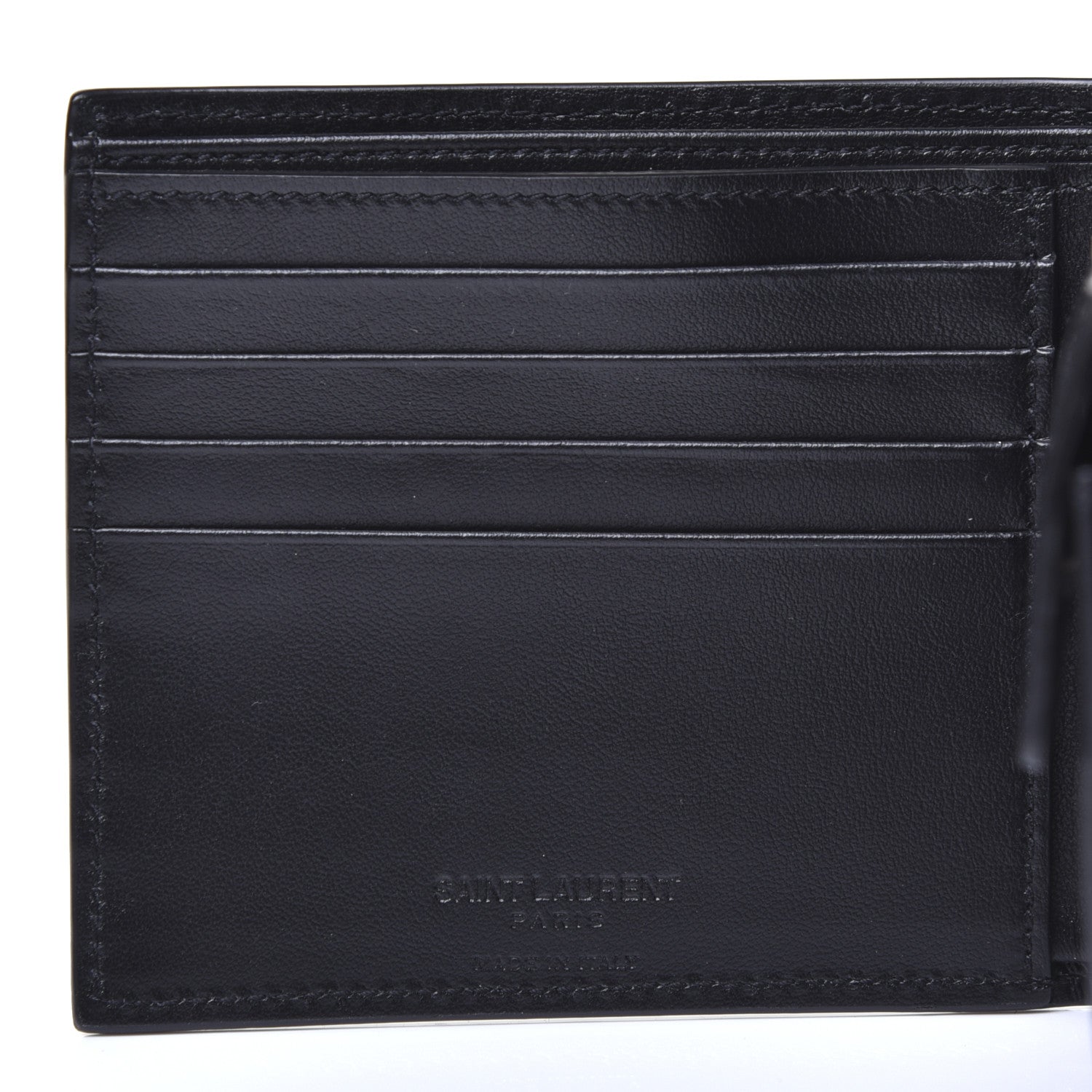 Saint Laurent Calfskin Star Print Bi-Fold Wallet Black 6 of 7
