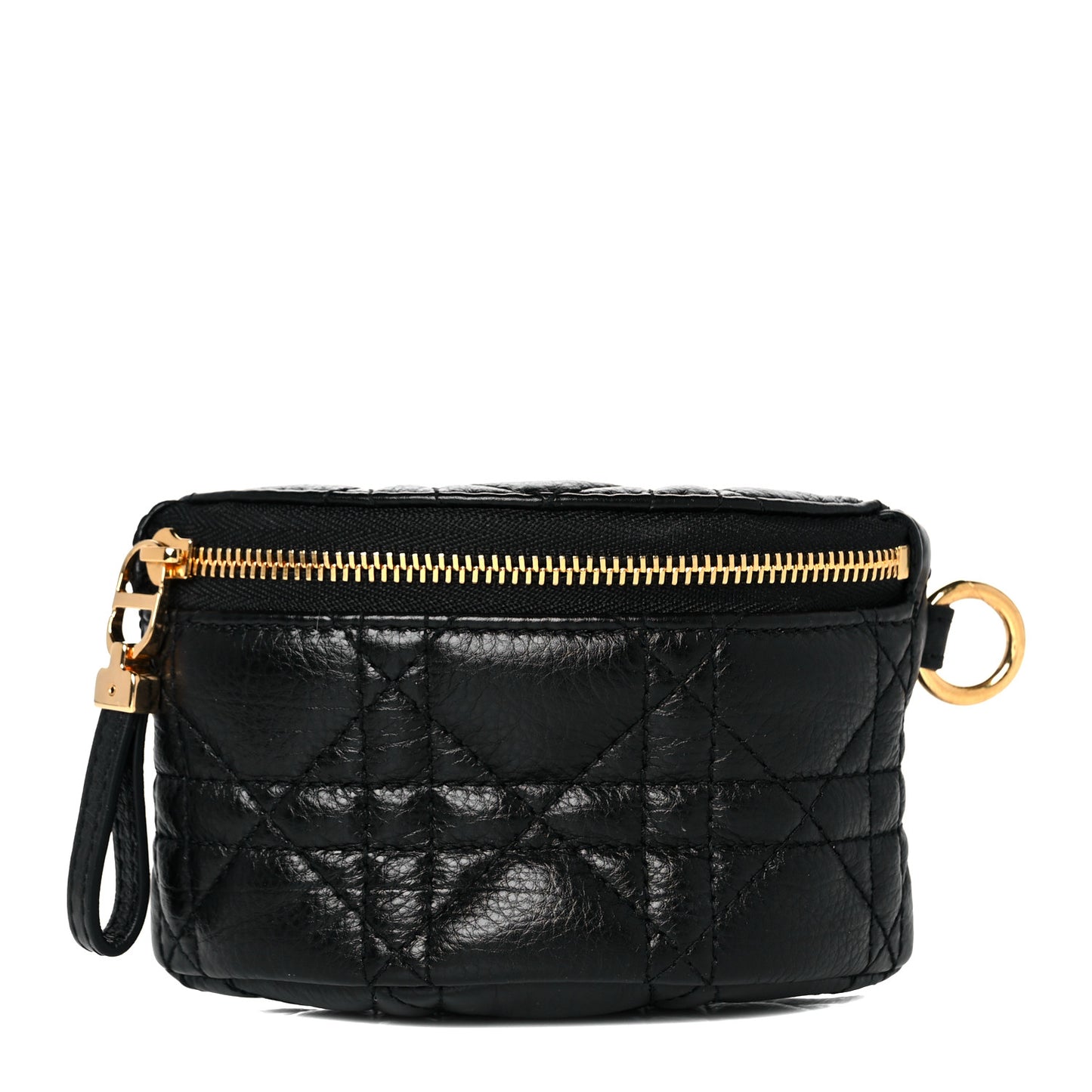 Supple Calfskin Cannage Caro Half-Moon Coin Purse Black