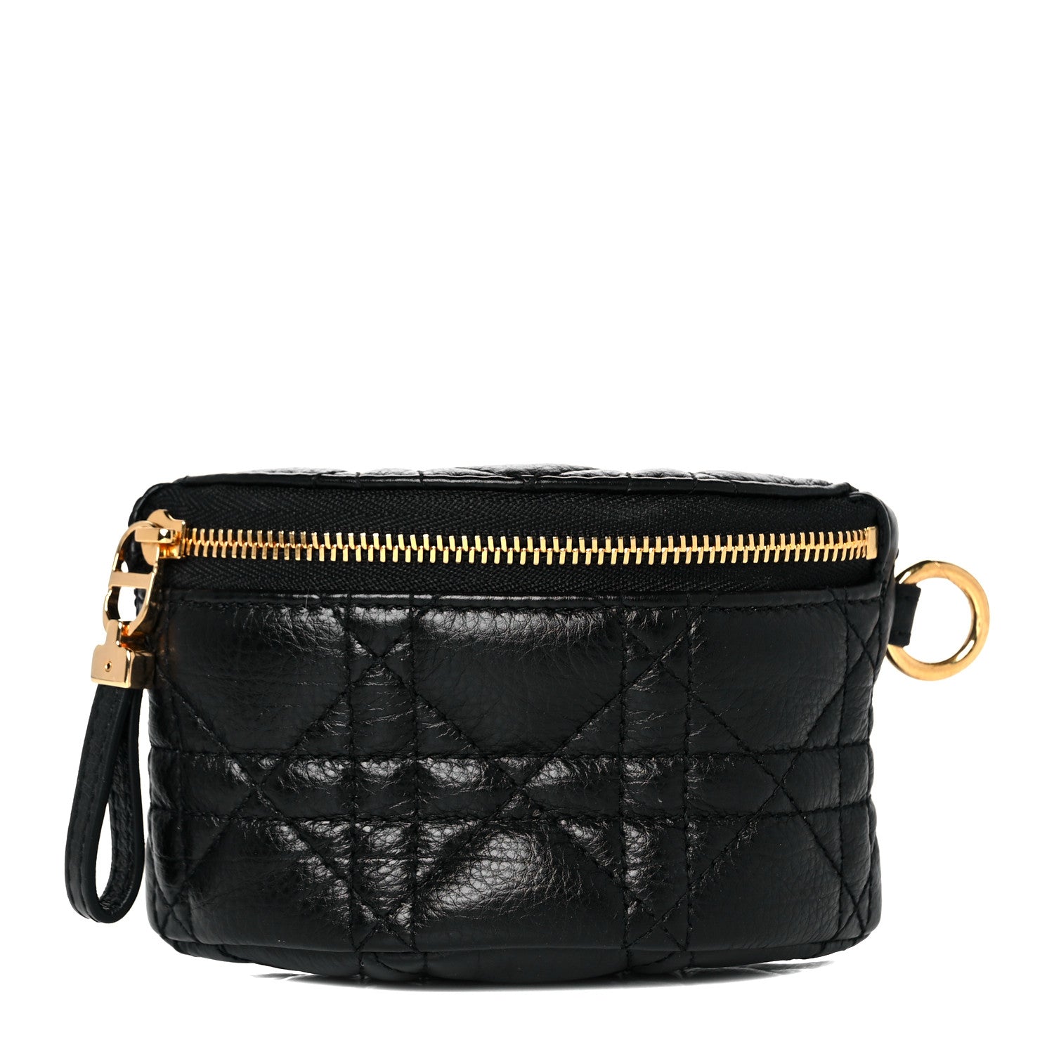Christian Dior Supple Calfskin Cannage Caro Half-Moon Coin Purse Black 1 of 7