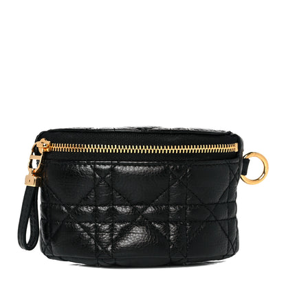 Christian Dior Supple Calfskin Cannage Caro Half-Moon Coin Purse Black 1 of 7