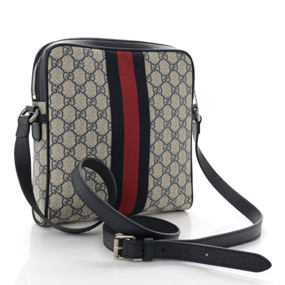 Gucci GG Supreme Monogram Textured Dollar Calfskin Web Small Ophidia Messenger Bag Beige Blue 3 of 10