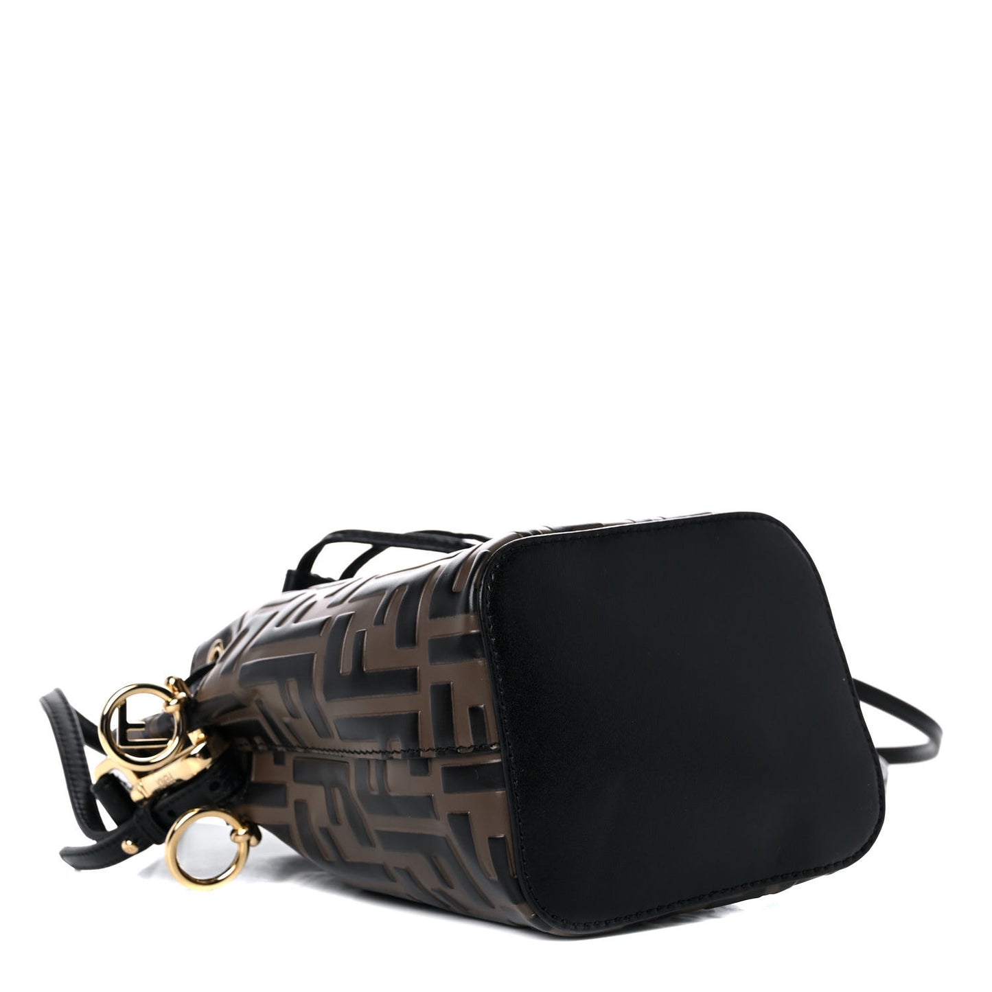 Vitello Liberty F is Fendi Bi-Color FF 1974 Embossed Mini Mon Tresor Bucket Bag Maya Black