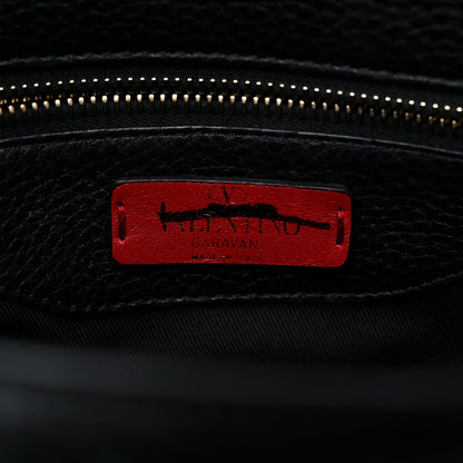 Valentino Garavani Pebbled Calfskin Rockstud Top Handle Shoulder Bag Black 6 of 11