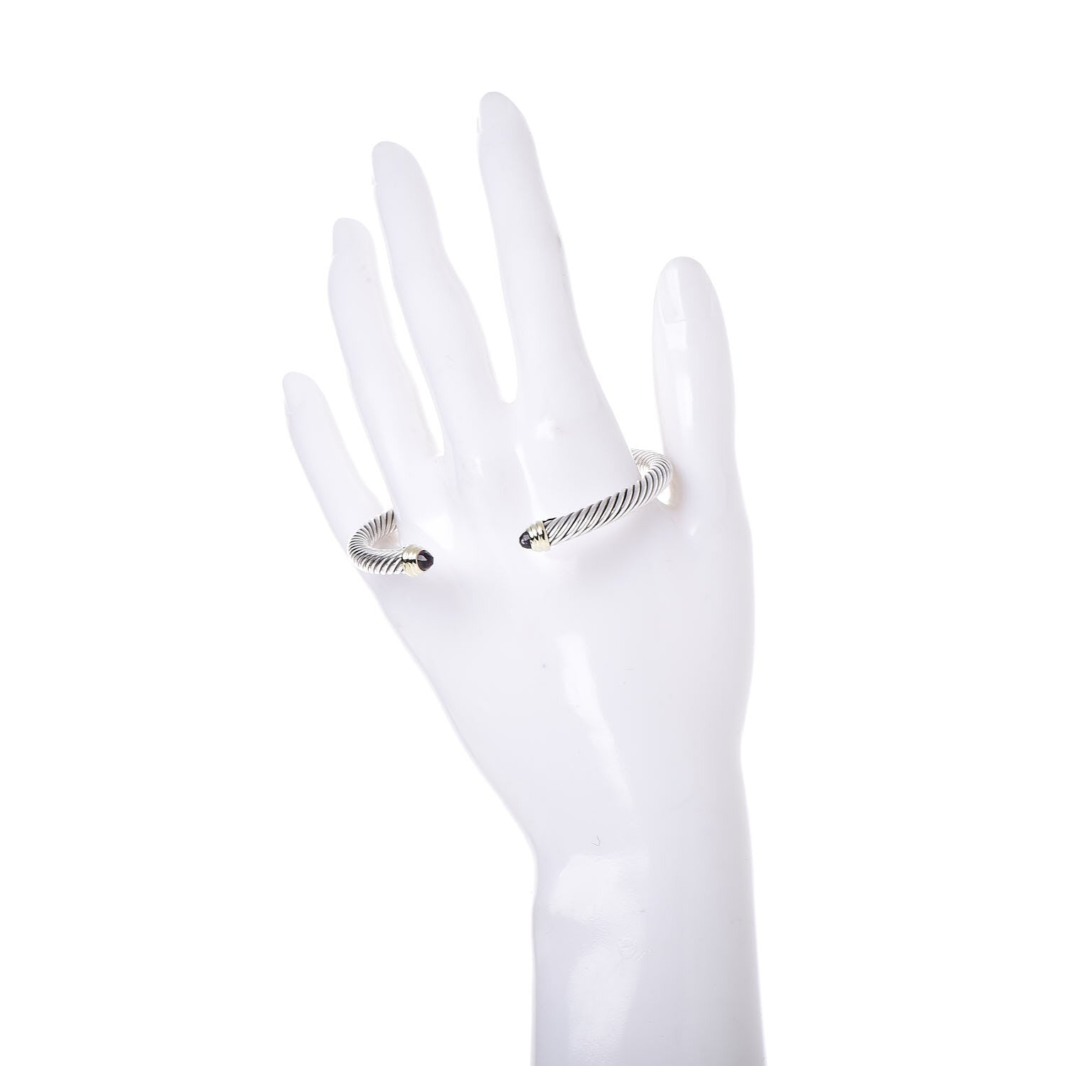 David Yurman Sterling Silver 14K Yellow Gold Amethyst 5mm Cable Classics Petite Color Bracelet 2 of 5