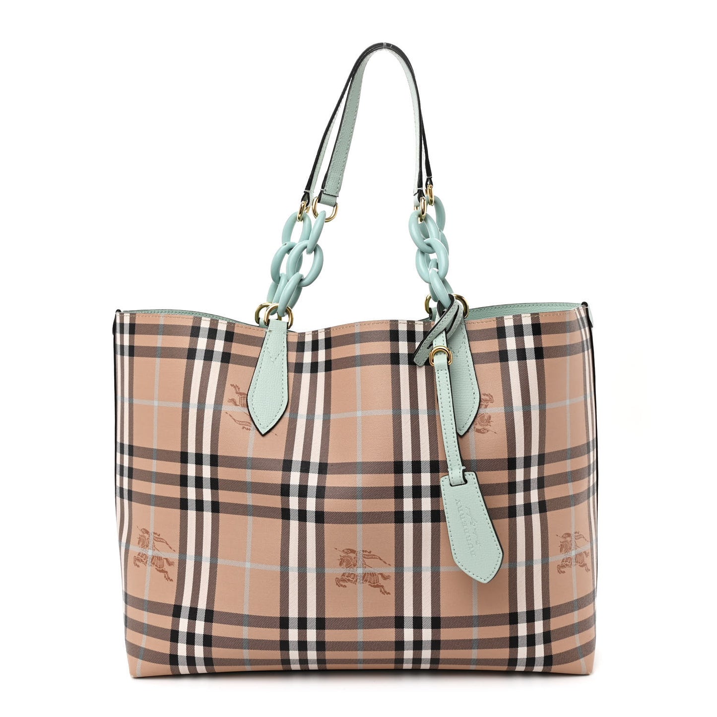 Calfskin Haymarket Check Medium Reversible Tote Pale Opal