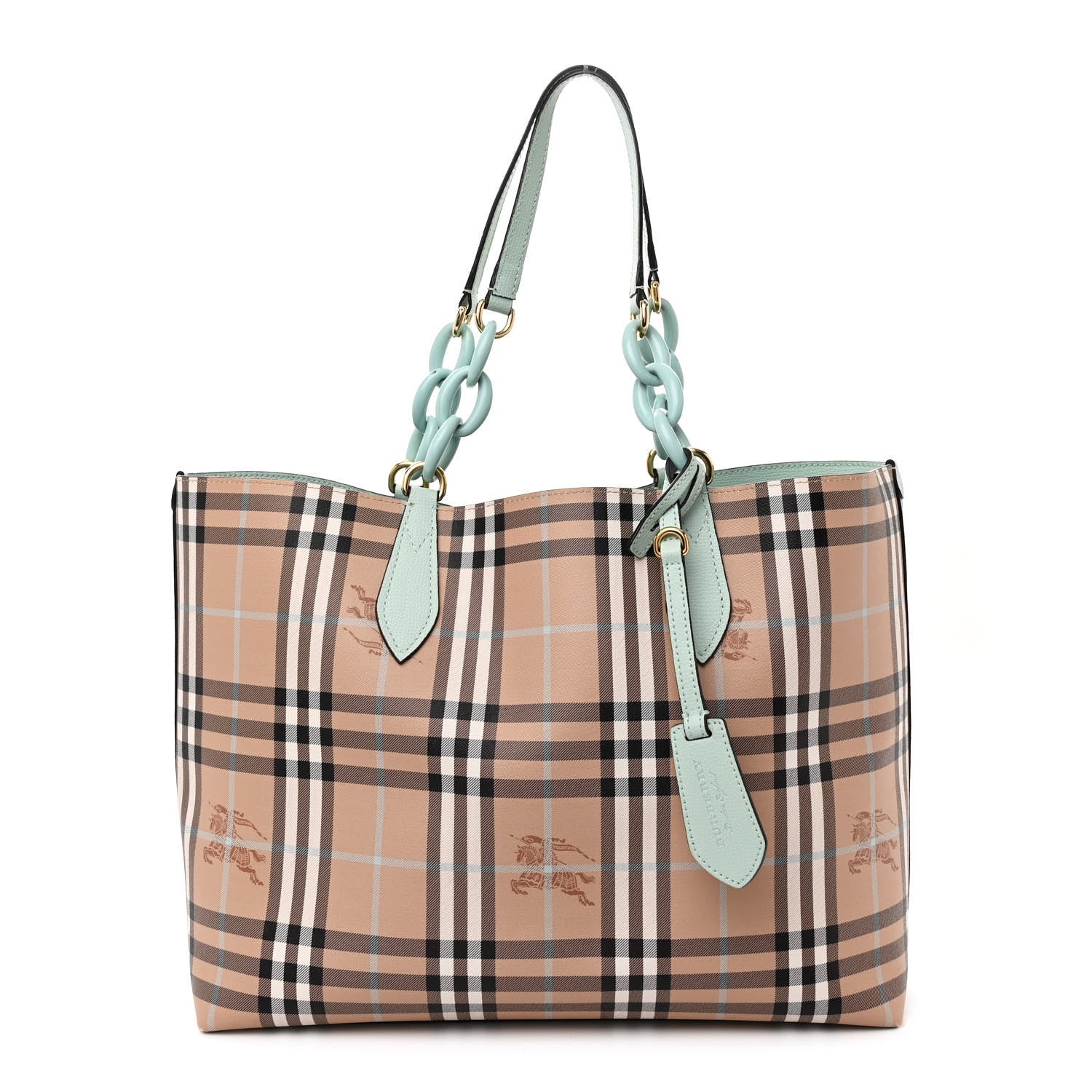 Burberry Calfskin Haymarket Check Medium Reversible Tote Pale Opal 1 of 11
