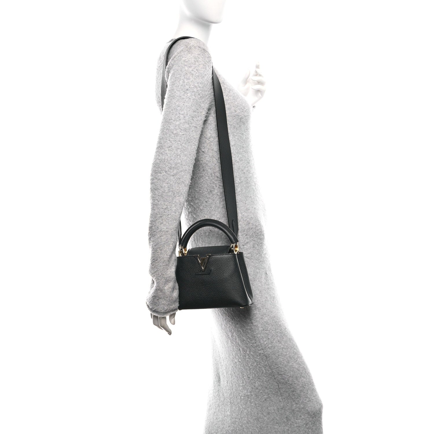 Louis Vuitton Taurillon Mini Capucines Black 2 of 9