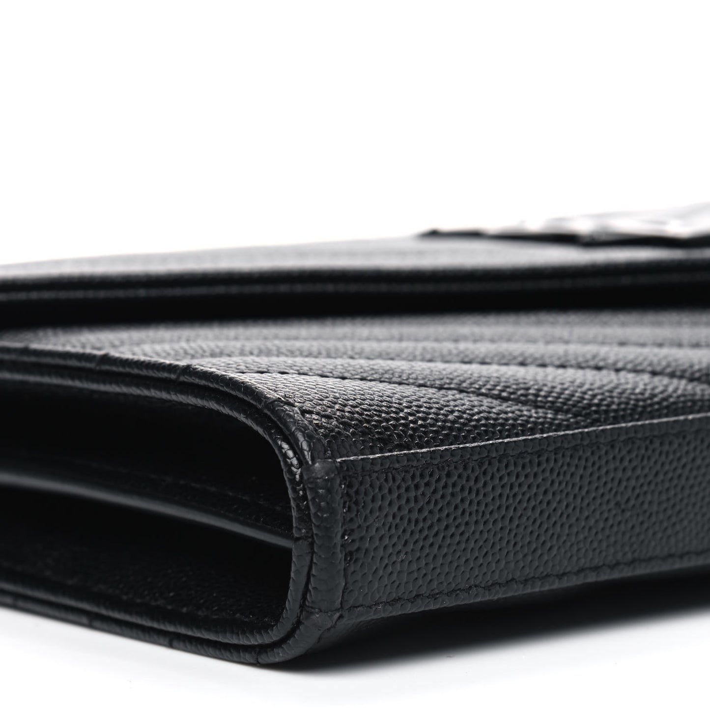 Grain De Poudre Matelasse Chevron Monogram Chain Wallet Black
