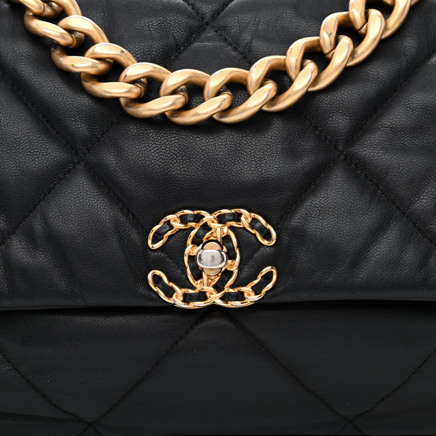 Lambskin Quilted Large Chanel 19 Flap Black