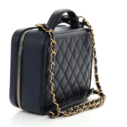 Chanel Caviar Quilted Medium CC Filigree Vanity Case Navy 3 of 12